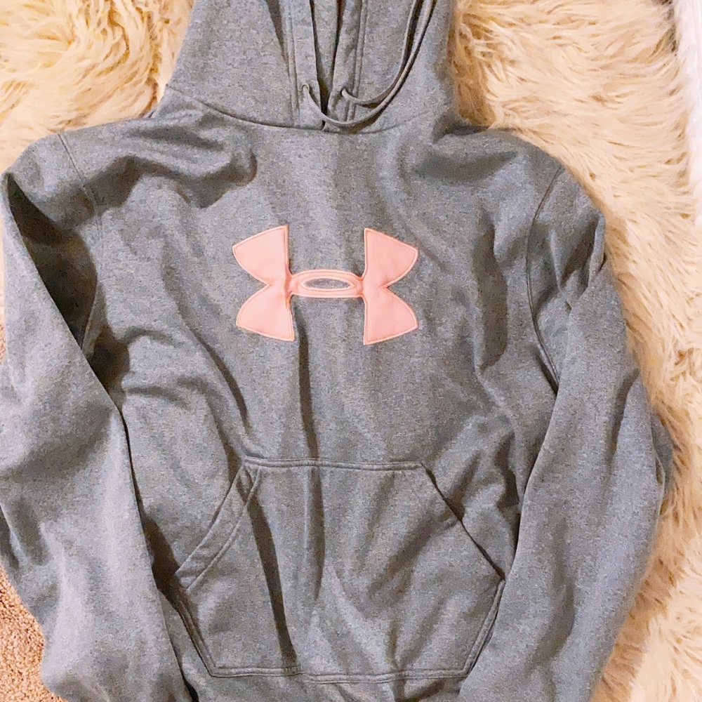 Pink & grey under armour hoodie
